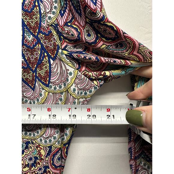 MSK Paisley Bell Sleeve Dress 1X – Colorful Boho Print - Picture 4 of 8